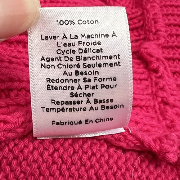 Talbots Bright Hot Pink Sweater Turtleneck Size Large L 100% Cotton - Picture 6 of 6